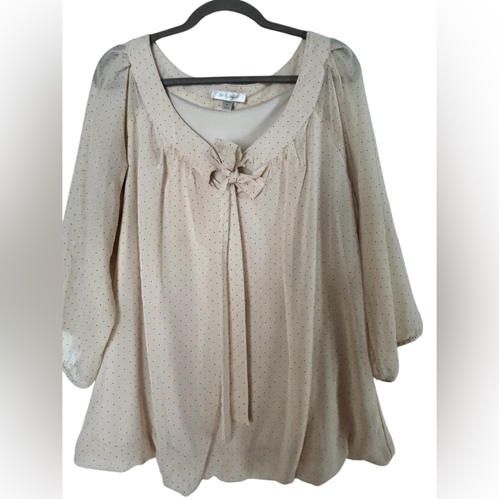Dressbarn Beige Polka Dot Blouse